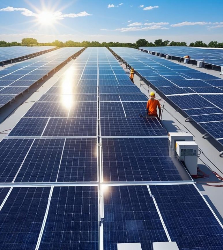 create an image of Commercial and Industrial Solar Solutions in india create an image of Commercial and Industrial Solar Solutions in india